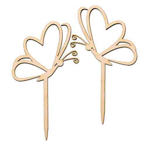 Ornement papillon en bois pour cupcake en lot de 50 pièces ciselées