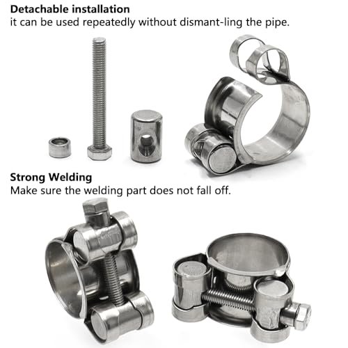 GYSRXS 4-Piece 23-25mm T-Bolt Hose Clamps, 304 Stainless Steel, Silver, Heavy Duty, Adjustable Pipe Clamp for 0.9"-1" Dia Range Hose - Image 3