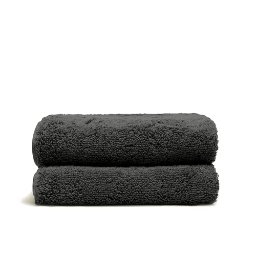 Italic Serene Ultraplush Australian Cotton Hand Towels - Set of 2 Luxury Hand Towels, Ultra Soft and Highly Absorbent 800GSM,100% Cotton Towels for Bathroom,Shower, Hotel, and Spa (Charcoal)