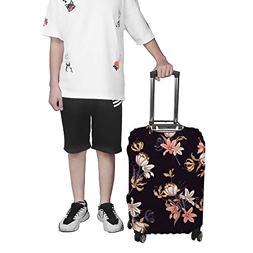 Housse de valise fleurie violette pour éviter salissures et rayures