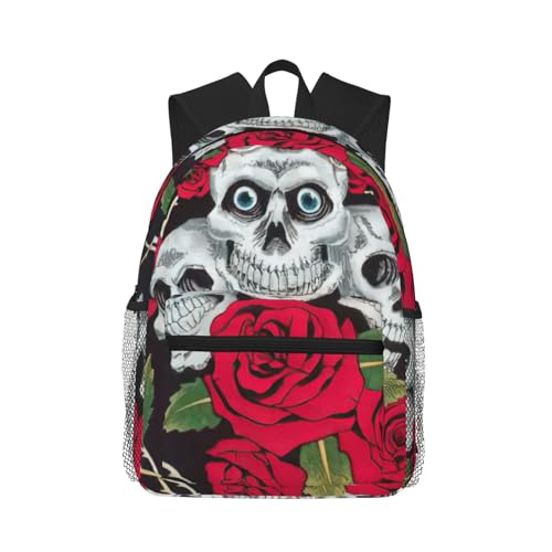 Sac à dos imperméable de voyage avec imprimé tête de mort rose résistant