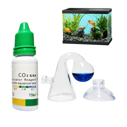 Vérificateur de Chute de Co2 pour Aquarium, 1 Ensemble vérificateur Chute Co2, kit d'aquarium Simple, Rapide et précis avec Solution et ventouses, Accessoires pour