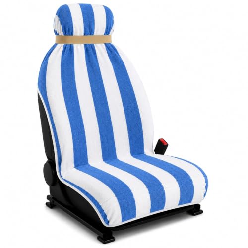 Image of ROMAN HOME Car & Office Chair Towel, Blue Stripe, 1Pc | 400 GSM, 2 Tie Knots