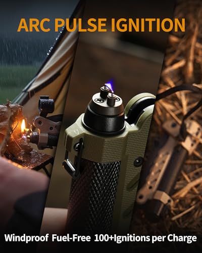 sayram Pocket Knife Flashlight Kydex Combo, Rechargeable Flashlight with Knife, EDC Flashlight Survival Knife Multitool with Pulse Ignition for Outdoor Survival (Black) - Image 4