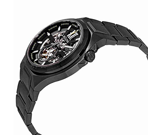 Image of Bulova Sport Style In Gunmetal Case, Open Aperture Black Dial Watch With Silvertone Accents