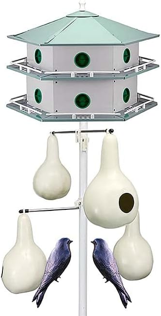 Heath 12-Room Deluxe Purple Martin House, Gourds, & Decoys Kit, White, (AH-12D-KIT5)