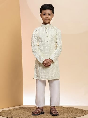Image of Pro-Ethic Style Developer Men Silk Striped Father Son Matching Ethnic Wear Embroidery Mirror Work Kurta Pyjama Set |(Combo)B-117