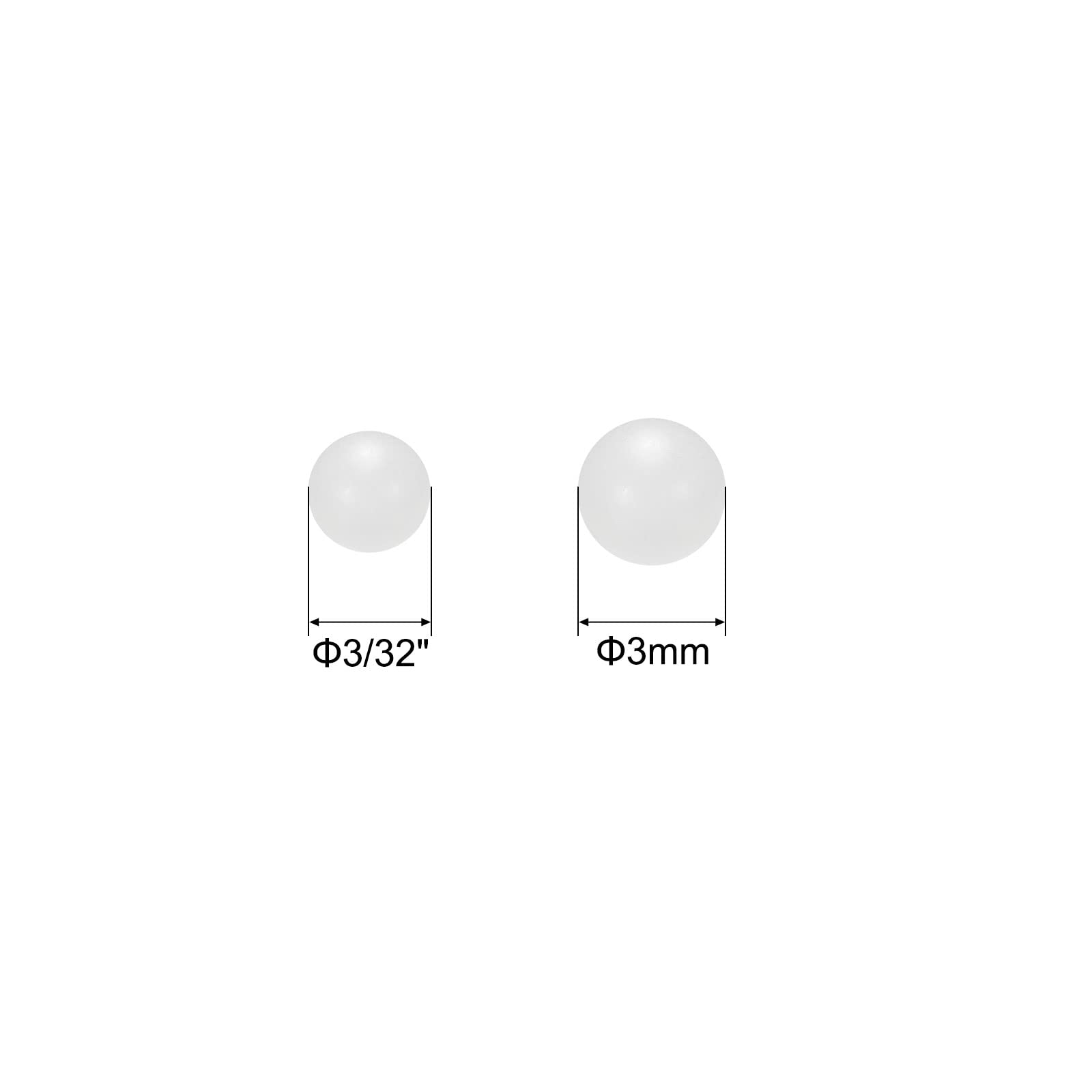 Sfere Di Plastica Solida 3 Mm In PP – Cuscinetti Di Precisione – 100 Pezzi Uxcell