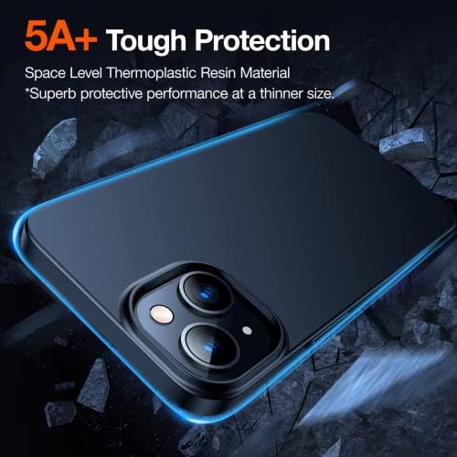 TORRAS Ultra Thin iPhone 14 Case and Screen Protector [Tough Protective yet Slim Grip]Hard iPhone 14 Phone Case Slim Silky Velvety Matte Thin Phone Case for iPhone 14 Cover Case Black(OriginFit Serie)