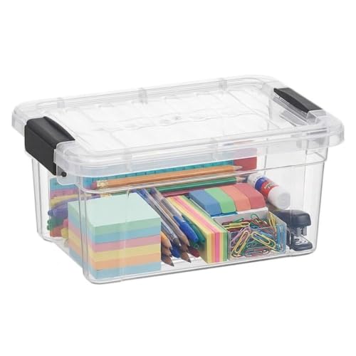 Image of Superio 3.4 Quart Clear Plastic Storage Boxes with Lids, Stackable Organizer Containers, BPA-Free Storage Bins for Home, Office, School & Dorm, 1 Pack