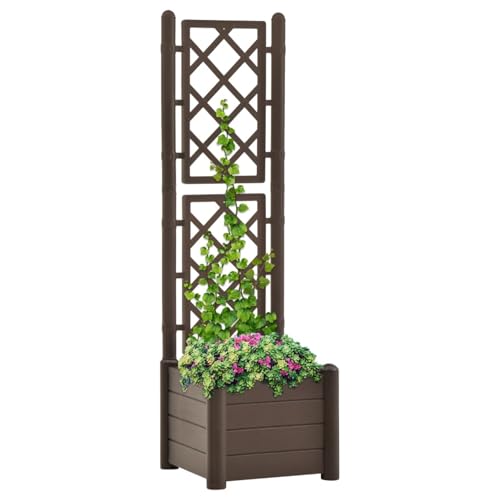 Xichuzi Jardinera con Enrejado, Arriate, Macetas para Flores Y Plantas, Macetero Exterior, Arriate Huerto, Huerto Domestico, PP Moca 43x43x142 cm