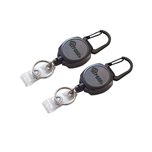 Key-Bak Sidekick Professional Heavy Duty Self Retracting ID Badge / Key Reel with Retractable Kevlar Cord, 24" Black (2 Pack)