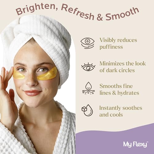 Under Eye Patches for puffy eyes and dark circles, Collagen & Peptides Skincare, Gold Eye Masks for dark circles and puffiness, Self Care Gifts for Women & Men, Under Eye Mask Patches 24 Pairs - Gold - Image 3
