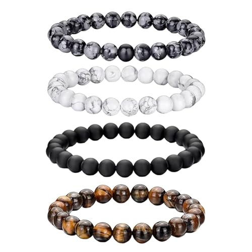 Bracelet Perlé 4 Pièces, Bijoux En Pierre D’Oeil De Tigre