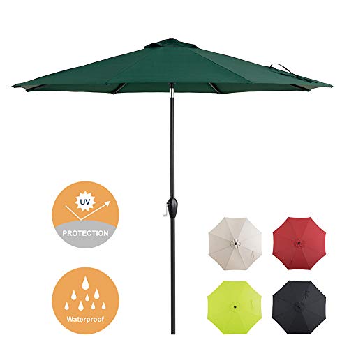 Tempera 9 Ft Patio Umbrella Outdoor Garden Table Umbrella with Auto-Tilt and Crank