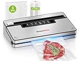 Bonsenkitchen Vacuum Sealer Machine with 5 Modes, Built-in Cutter and Bag Storage, Globefish Technology for Continuous High-Speed ​​Operation, Includes 5 Vacuum Bags and 1 Roll Bag, VS3201