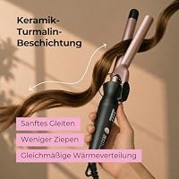 Ray Battler Lockenstab 19 mm mit Klemme, 4 Temperaturstufen 160–220 °C, Keramik-Turmalin-Beschichtung, Auto-Abschaltung, 360°-Drehkabel, Hitzeschutzhandschuh und Tasche – Ansicht 6