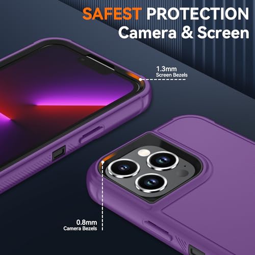 Image of SunStory Compatible with iPhone 13 Pro Case with HD Screen Protector, 3-Layer Heavy Duty Full-Body Cover,3 in 1 Hybrid Protective Case for iPhone 13 Pro 6.1 inch,Purple