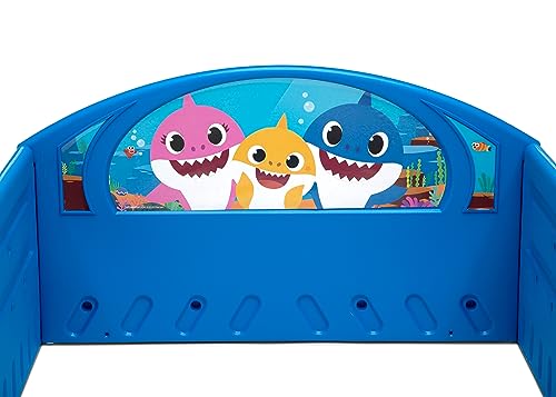 Baby Shark Plastic Sleep and Play Plastic Toddler Bed with Attached Guardrails by Delta Children, Blue - image 8