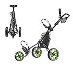 Caddytek CaddyLite 11.5 V3 3 Wheel Golf Push Cart - Superlite Deluxe, Lightweight, Easy to Fold Caddy Cart Pushcart, Black/Lime