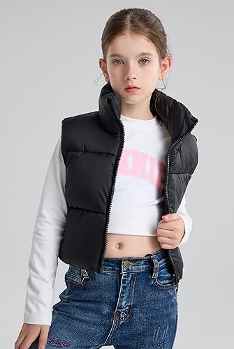 SOLOCOTE Girls Puffy Vest Coat Water-Resistant Warm Winter Sleeveless Kids Jacket for 4-14 Years3