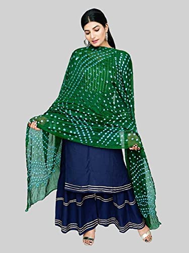 Image of PK HUB Women's Jaipuri Rajasthani Art Silk Bandhej Bandhani Dupatta