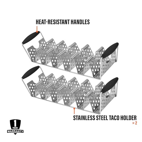 BLACKSTONE 5551 Deluxe Taco Holder Stand, Black/Silver, Pack of 2 - image 3