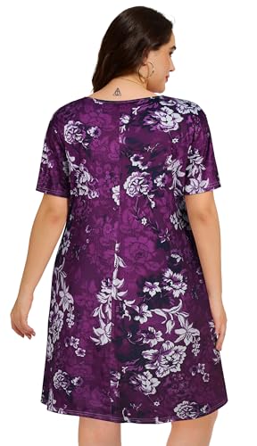 Image of elescat Plus Size Summer Dresses for Women Casual Short Sleeve Pockets Loose Oversized T Shirt Sundress 2026