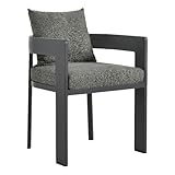 Modway Tahoe Outdoor Patio Powder-Coated Aluminum Fabric Dining Chair in Gray...