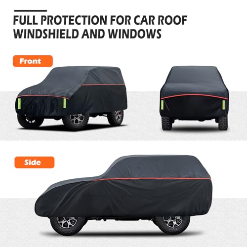 Image of Hail Protector Car Cover, Waterproof Thickened EVA Car Cover for Jeep Wrangler 2 Door 1987-2025 JK JL CJ YJ TJ Outdoor Waterproof Sun Rain Snow Hail Protection with Driver Door Zipper