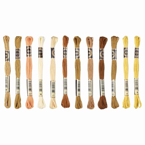 Image of PATIKIL 12 Skeins Embroidery Floss Polyester Embroidery Threads Bracelets String for Cross-Stitch Hand Embroidery, Tawny
