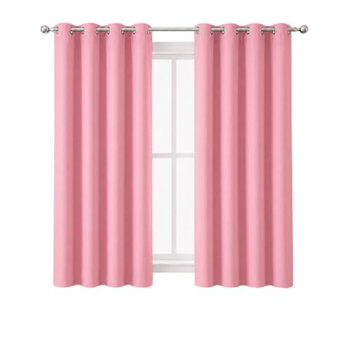 Image of LEMOMO Blackout Curtains 52 x 63 inch /Pink Curtains Set of 2 Panels /Thermal Insulated Room Darkening Bedroom Curtains