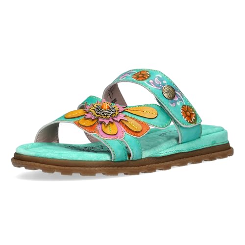 LAURA VITA Mules en Cuir pour Femmes Brownieo 04, Pointure:39 EU, La Couleur:Vert