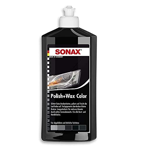 SONAX Polish+Wax NanoPro couleur noir (500 ml) Polish de force moyenne avec pigments de couleur et composants de cire | N. 02961000-820