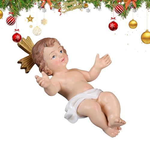 Figura de niño Jesús – 9,9 x 7 x 5,5 cm Jesús Figura Belén, decoración navideña, figuras de navidad, decoración de cabina, escena de belén religiosa decoración navideña para la decoración de