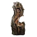 Teamson Home Forest-Inspired Cascade Water Fountain Outdoor Garden–LED Light with Built-in Electric Pump & Simple Setup, Gray