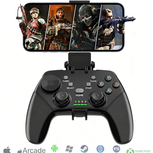 Megadream Wireless Mobile Gaming Controller Gamepad for iPhone/Android/iPad/PC/Switch/PS4/iPad Joystick with Phone Holder, Supported Cloud Game, Streaming on PS5/X-box, Turbo, Direct Play, iPhone 17