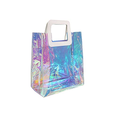 PANGBOER Bolsa de mano transparente con diseño de arco iris, multiuso, de gran capacidad, para el trabajo, gimnasio, deportes, viajes, playa, bolso de hombro para mujer
