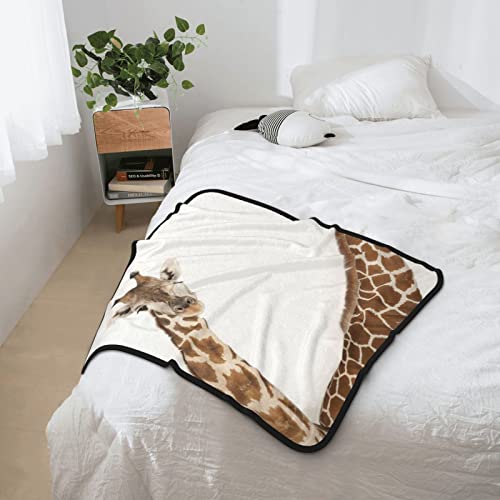 Couverture imprimée girafe double face flanelle douce et chaude