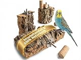 XXL Korksitzbrett Set für Vögel wie Wellensittiche – 100% Naturkork...