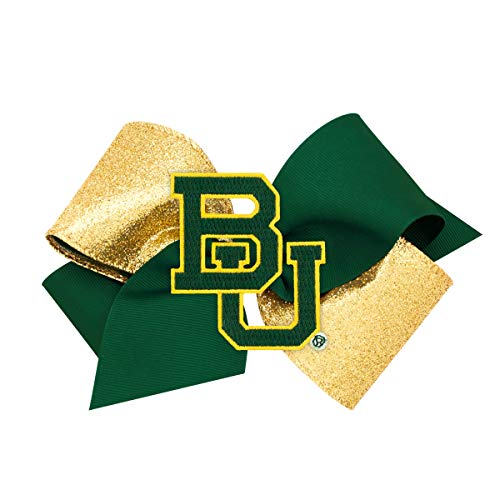 Wee Ones Girl's King Size Two-Tone Grosgrain & Glitter NCAA Logo Game Day Hair Bow