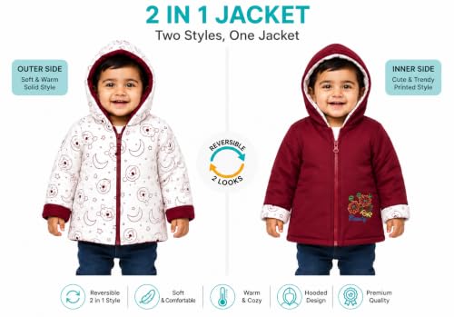Image of Appukids Full Sleeves Animals Printed Reversible Jacket for Baby Boys Girls Cotton 2 In 1 winter Jacket