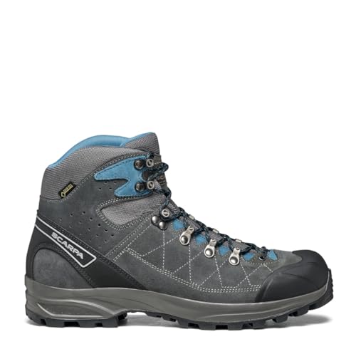 SCARPA Men's Kailash Trek GTX Waterproof Gore-Tex Lightweight Boots for Backpacking & Hiking - Shark Grey/Lake Blue - 10.54