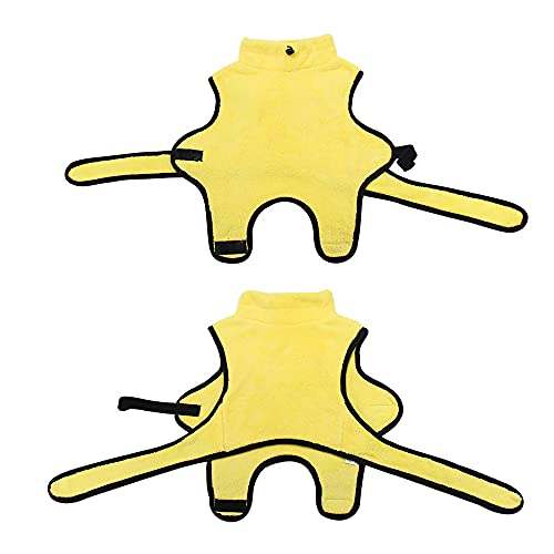 GSHI Toalla de bata de baño para perros, bata de toalla para cachorro, microfibra de doble capa que absorbe la humedad y seca a la mascota rápidamente, cuello y cintura ajustables (L, amarillo) Cover