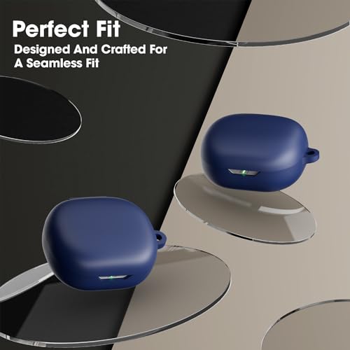 Image of Sounce Earphone Case Cover Compatible for JBL Wave Flex, Soft Silicone Skin Case Cover Shock-Absorbing Protective Case with Keychain [Front LED Visible] - Blue