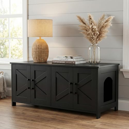 Homhedy Cat Litter Box Enclosure for 2 Cats, Litter Box...