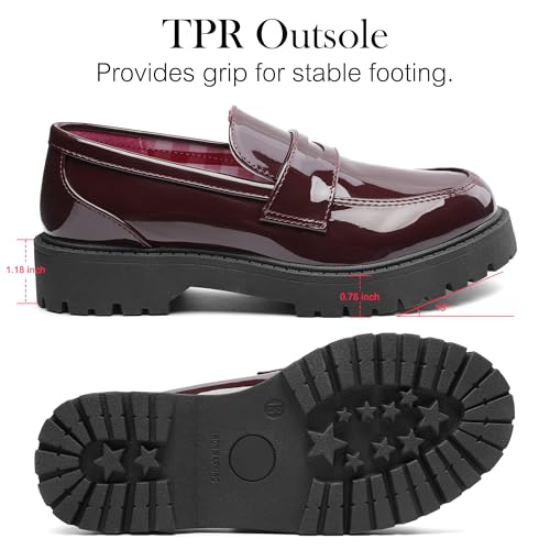 MIXIN Girls Loafers School Uniform Slip On Dress Shoes Chunky Platform Flats for Little Kid/Big Kid3