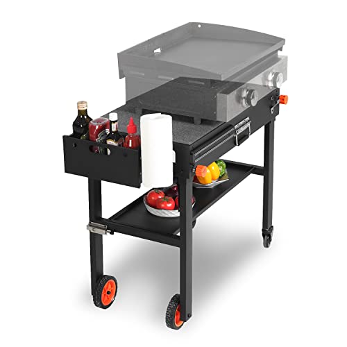EUTRKei Grill Table for Blackstone Griddle, Portable Grill Cart with Caddy