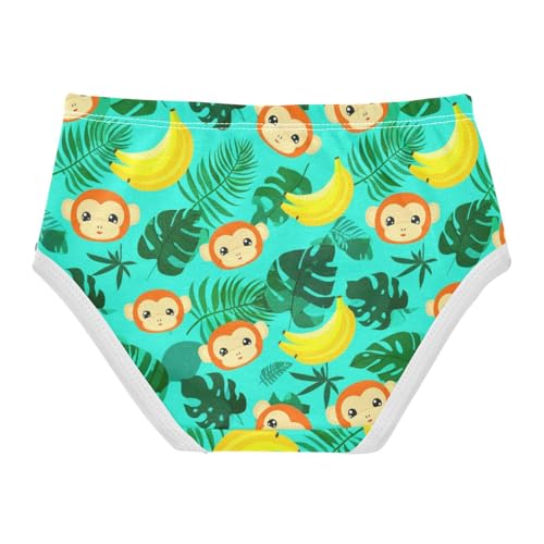 Joisal Artistic Toddlers Underwear Floral 2t Cotton Girl Panties Cute Cute Cartoon Monkey Banana Teal Underpants Briefs2