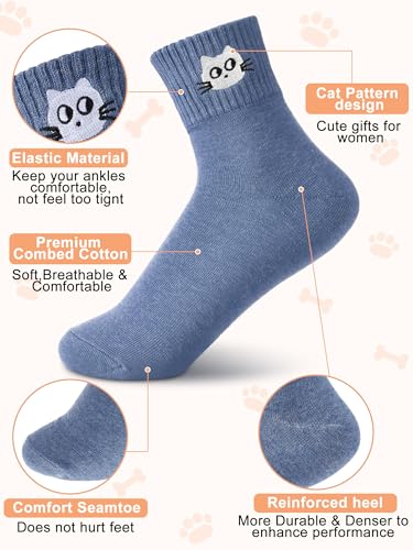 Image of Eurzom 10 Pairs Socks Womens Crew Elastic Ankle Length Cotton Socks Aesthetic Cute Lightweight Low Cut Gifts for Women